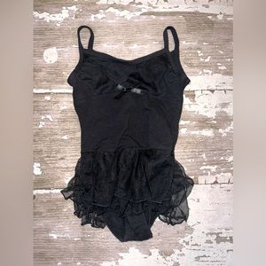 Girls 4/5 black dance leotard with small tutu skirt toddler XS leo